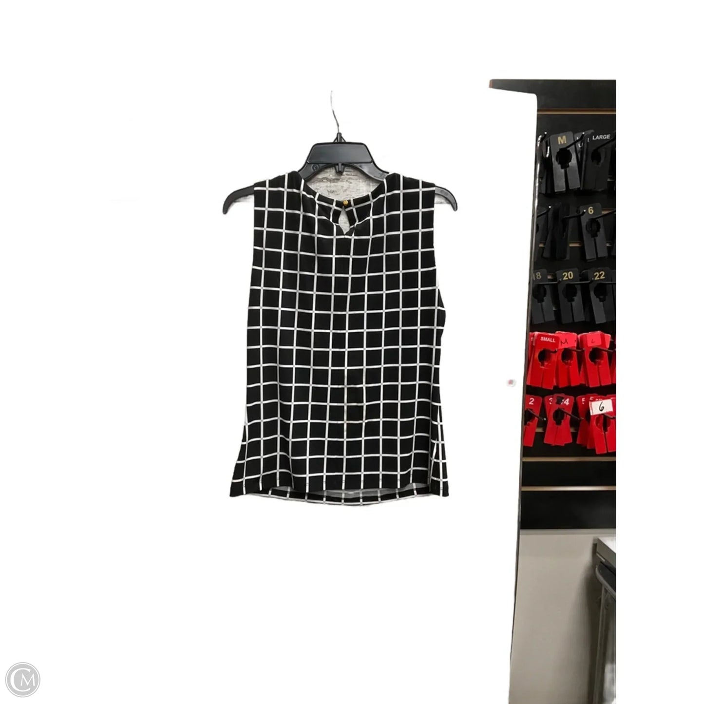 Top Sleeveless By Calvin Klein In Black & White, Size: M