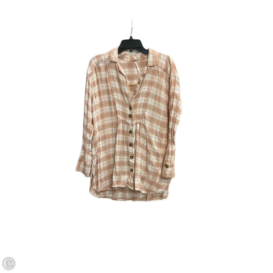 Blouse Long Sleeve By Free People In Plaid Pattern, Size: M