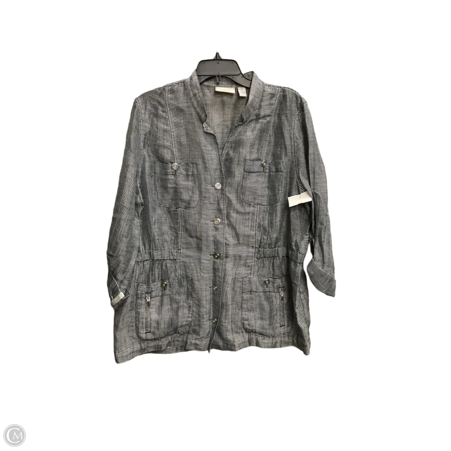 Jacket Shirt By Chicos In Striped Pattern, Size: L