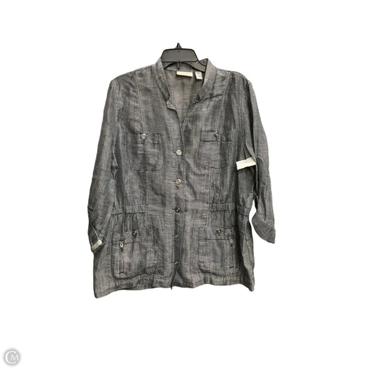 Jacket Shirt By Chicos In Striped Pattern, Size: L