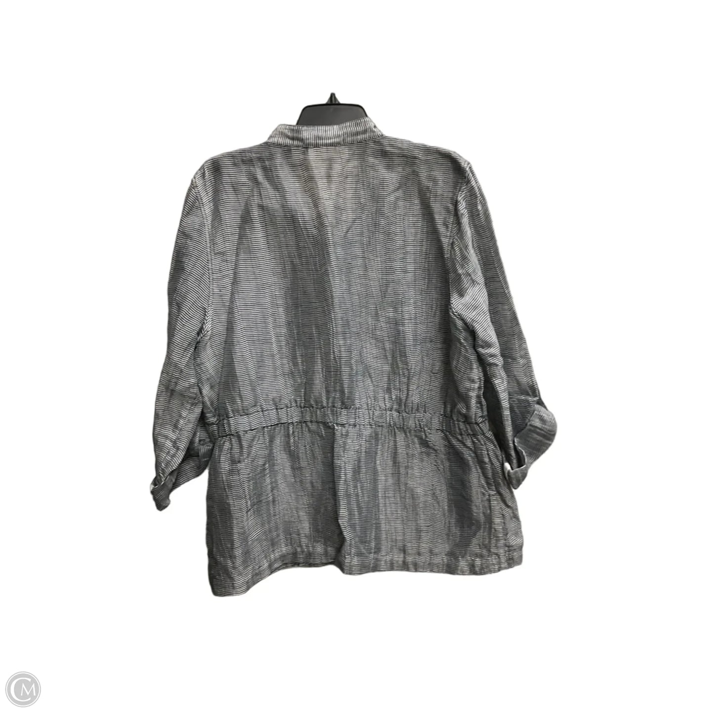 Jacket Shirt By Chicos In Striped Pattern, Size: L