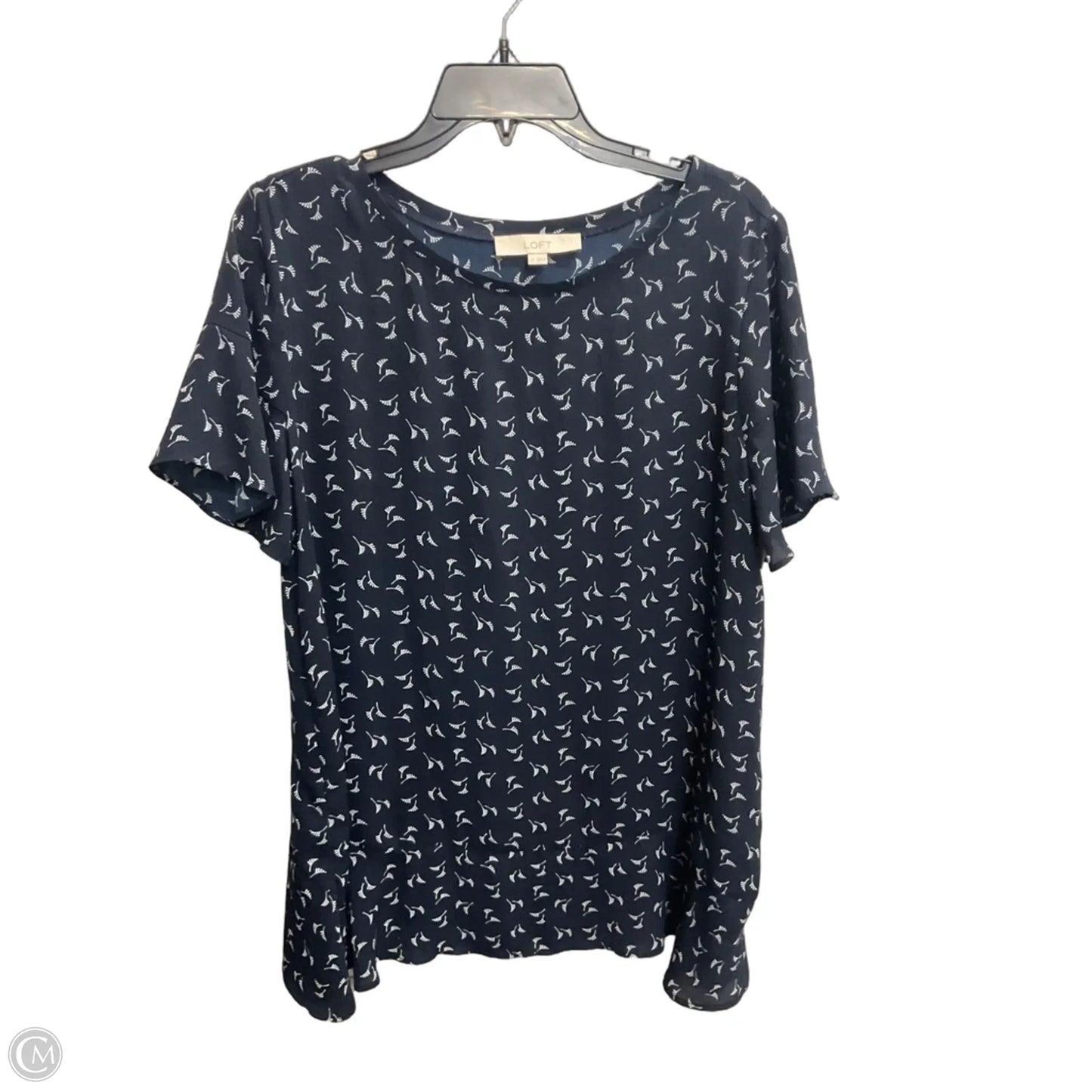Top Short Sleeve By Loft In Navy, Size: M