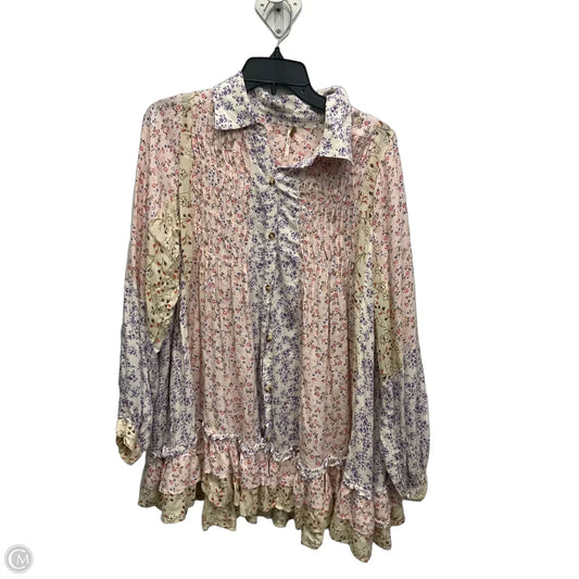 Top Long Sleeve By Free People In Floral Print, Size: Xsp