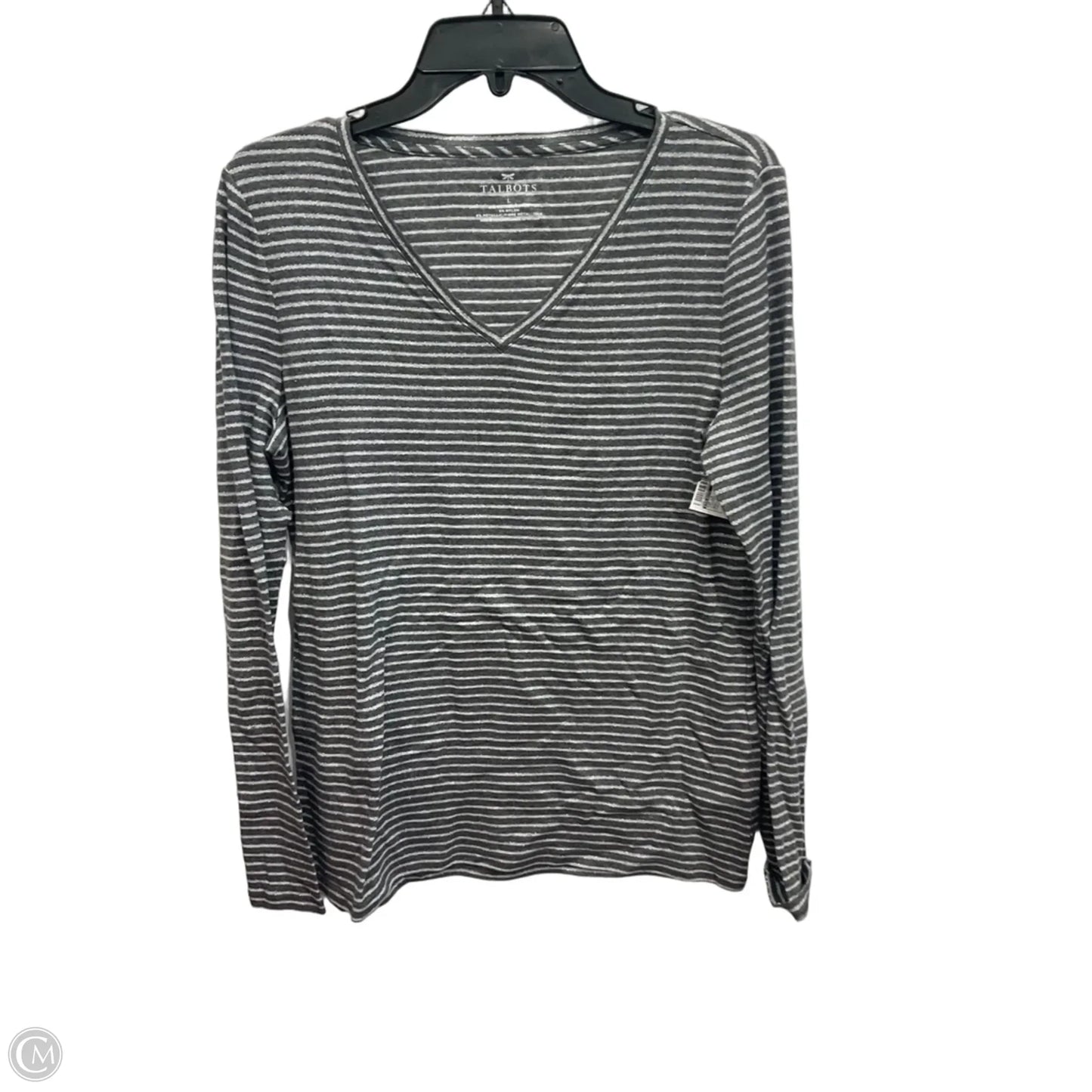 Top Long Sleeve By Talbots In Striped Pattern, Size: L