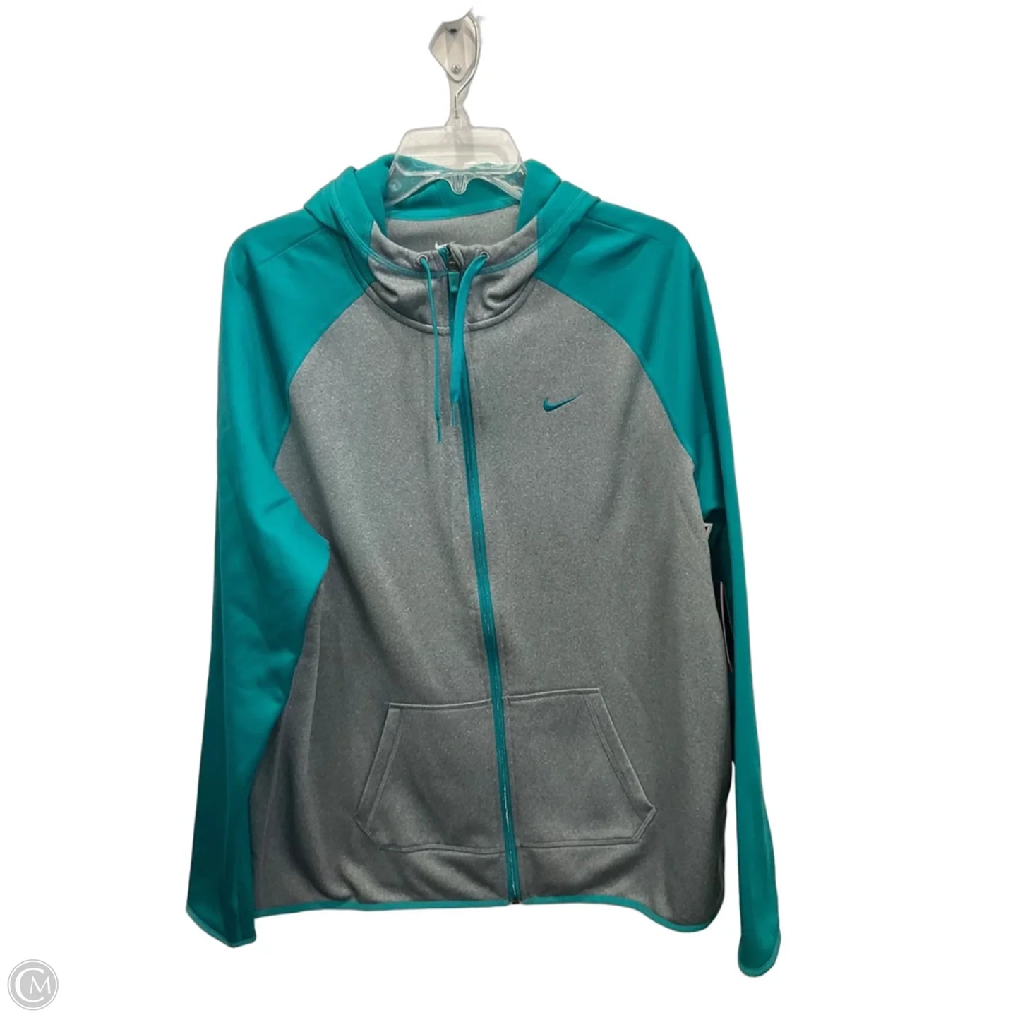 Athletic Jacket By Nike In Green & Grey, Size: Xl