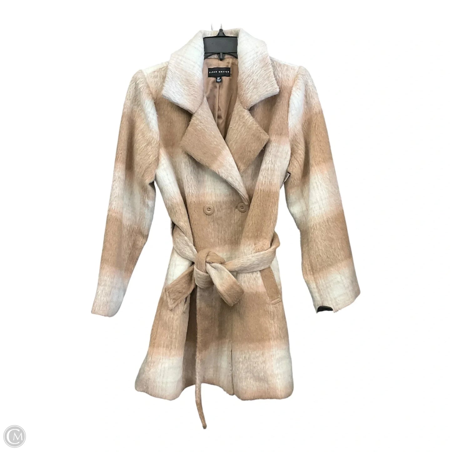 Coat Faux Fur & Sherpa By Susan Graver In Cream & Tan, Size: M