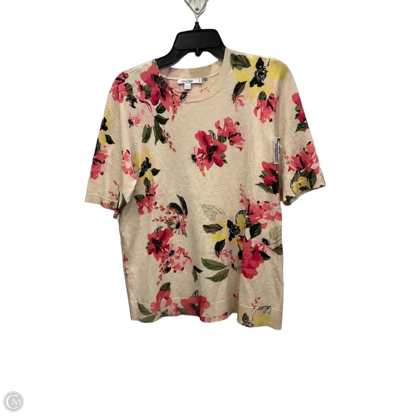 Top Short Sleeve By Chicos In Floral Print, Size: L
