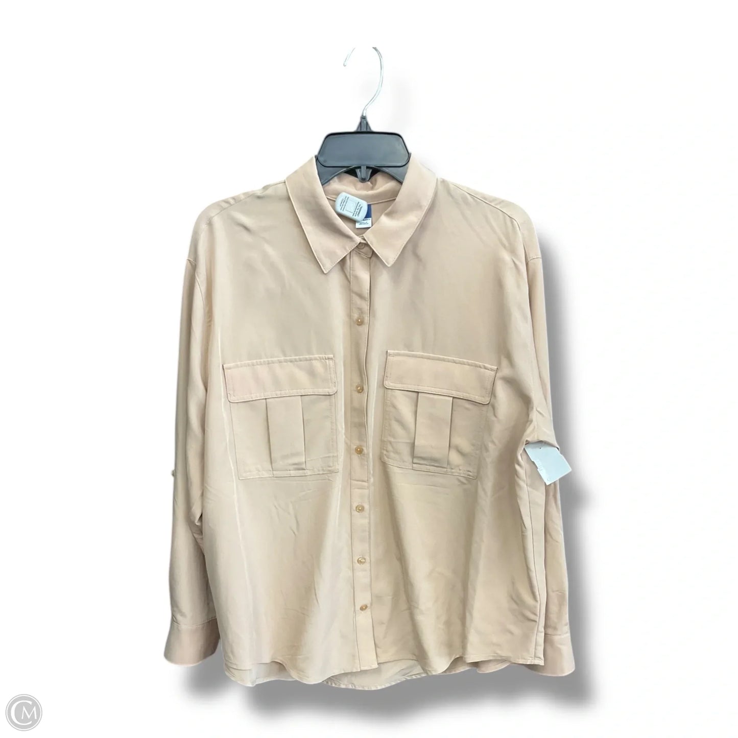 Blouse Long Sleeve By Old Navy In Tan, Size: L