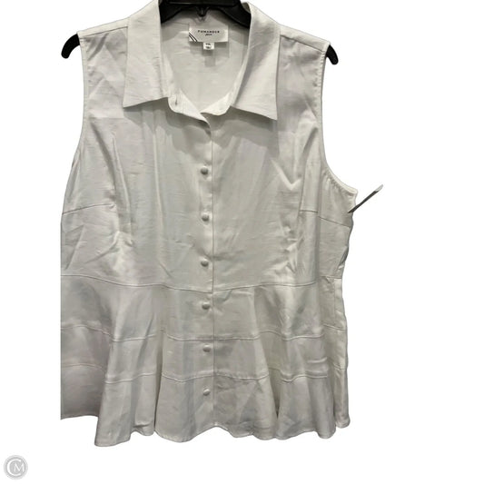 Blouse Sleeveless By Pomander Place In White, Size: Xxl