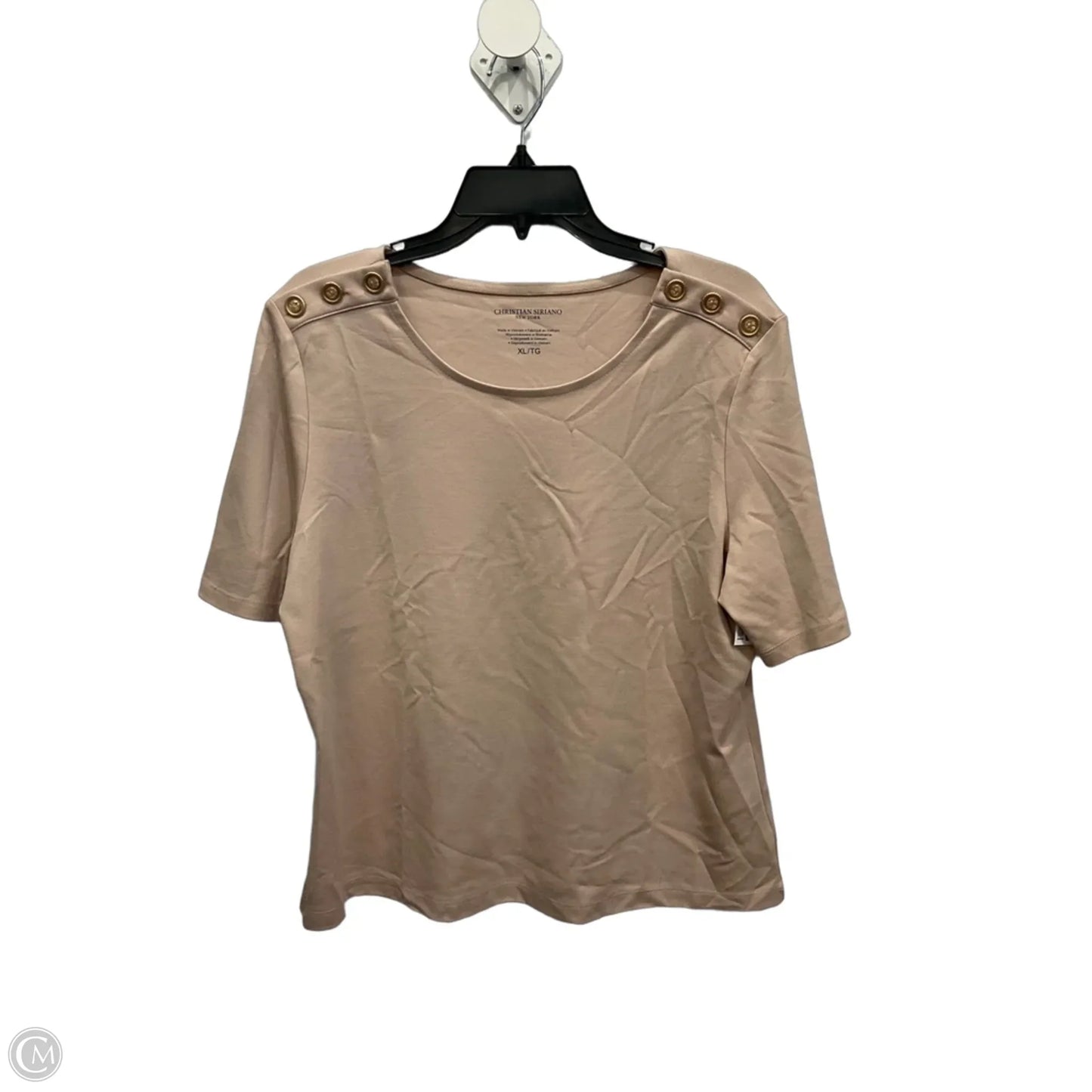 Top Short Sleeve By Christian Siriano In Tan, Size: Xl