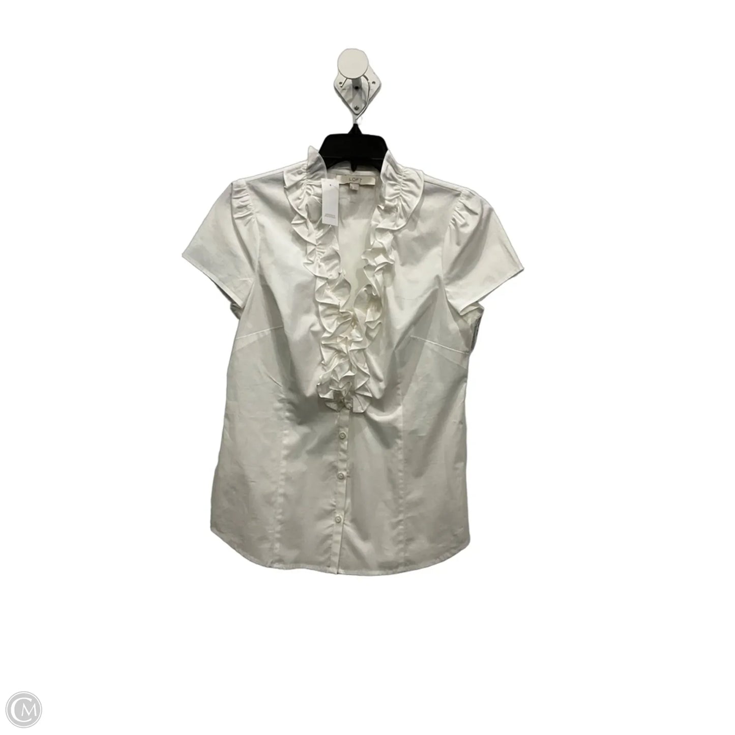 Blouse Short Sleeve By Loft In White, Size: M