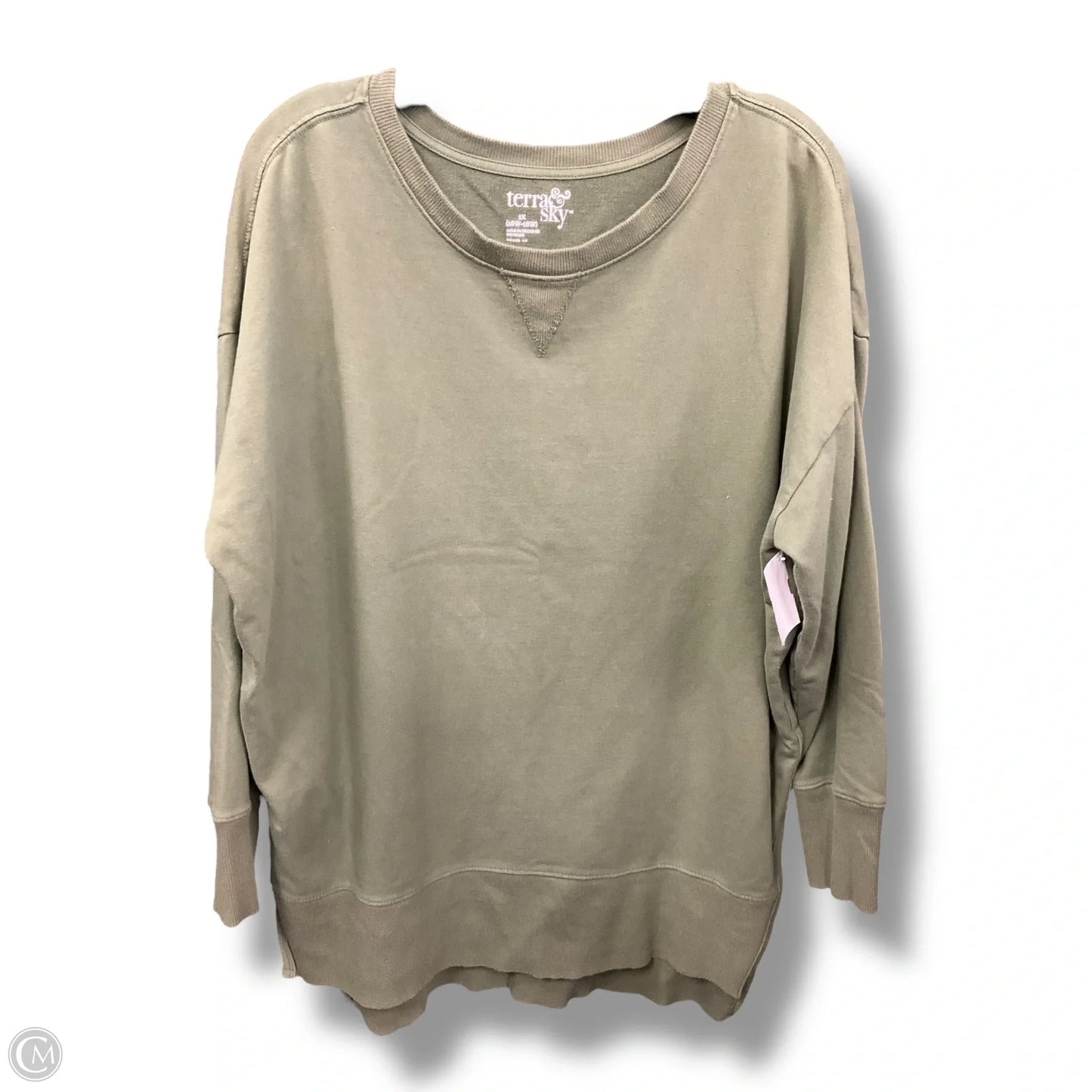 Top Long Sleeve By Terra & Sky In Green, Size: 1x