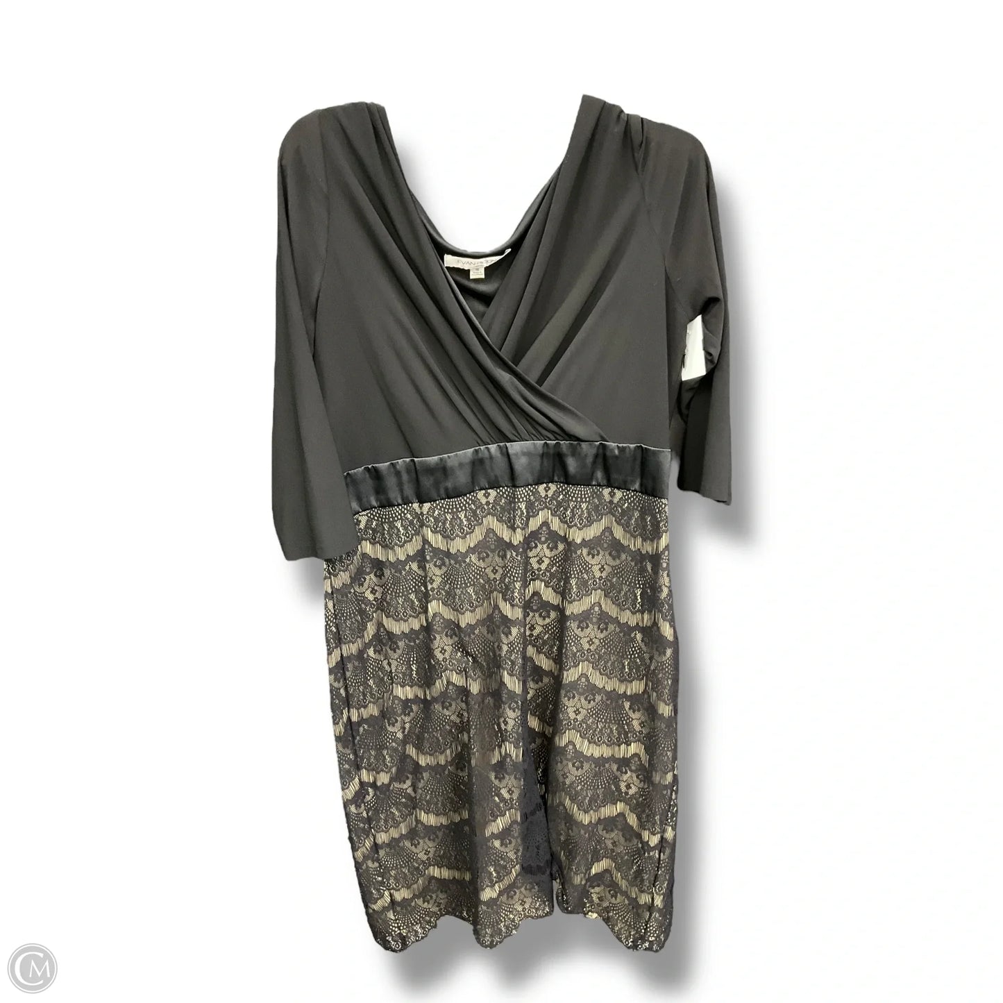 Dress Casual Midi By Evan-picone In Black & Tan, Size: Xl