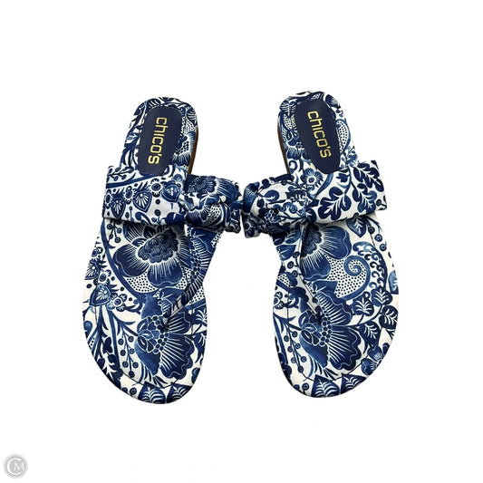Sandals Flats By Chicos In Nautical Print, Size: 7.5