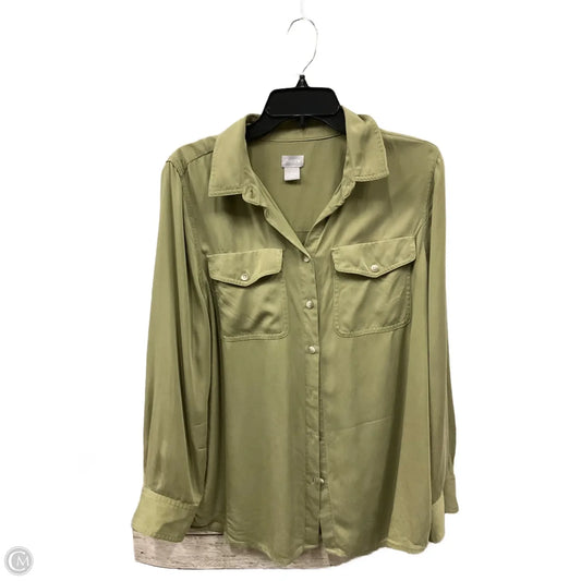 Blouse Long Sleeve By Chicos In Green, Size: L