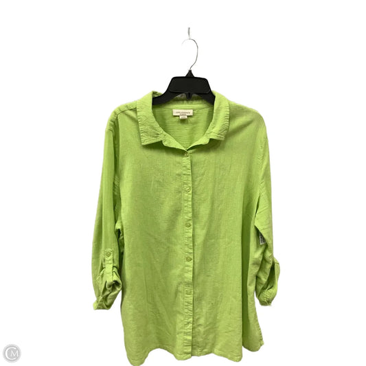 Blouse 3/4 Sleeve By Appleseeds In Green, Size: 2x