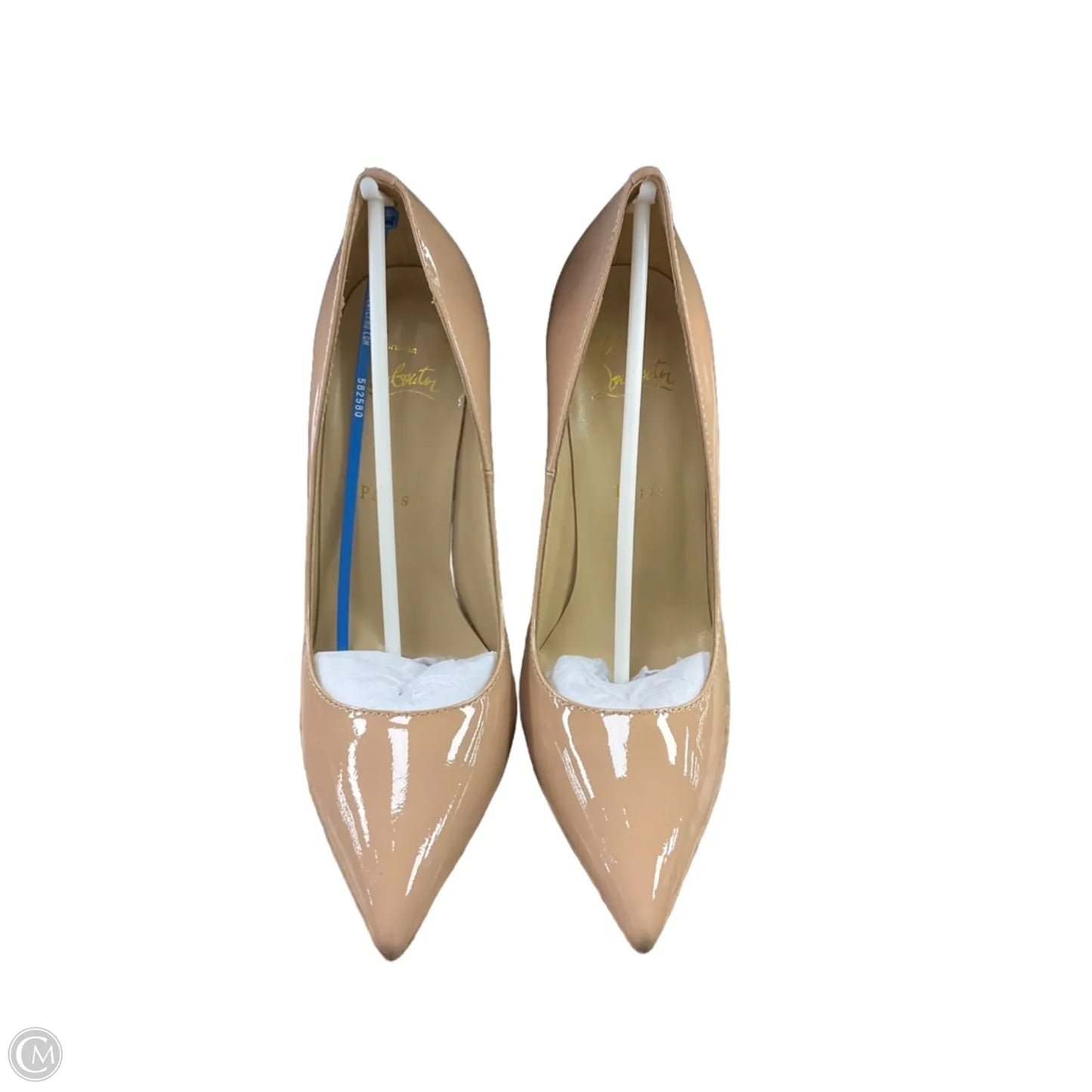 Shoes Luxury Designer By Christian Louboutin In Tan, Size: 9.5