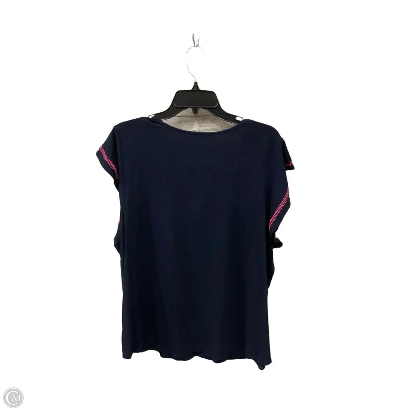 Top Short Sleeve Basic By Adrianna Papell In Navy, Size: Xl