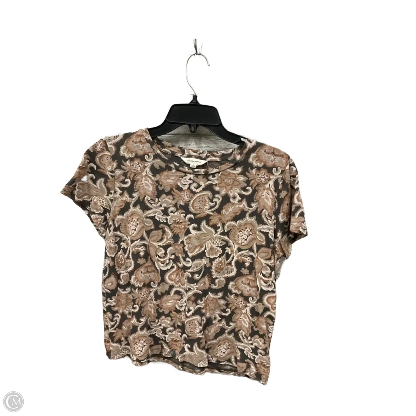 Top Short Sleeve Basic By Lucky Brand In Brown, Size: M
