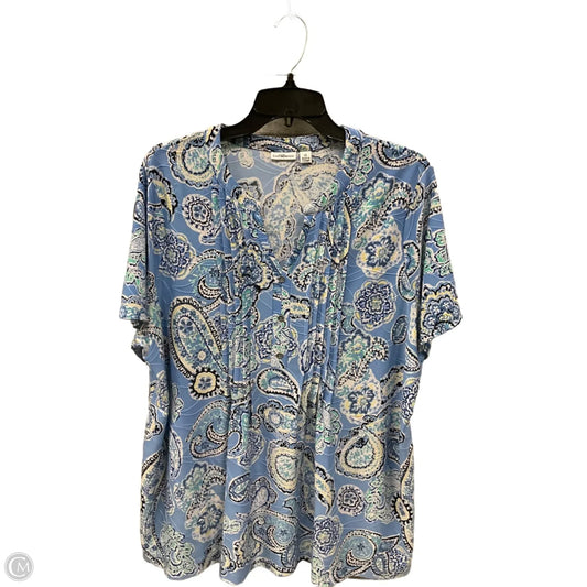 Top Short Sleeve By Croft And Barrow In Blue, Size: 1x