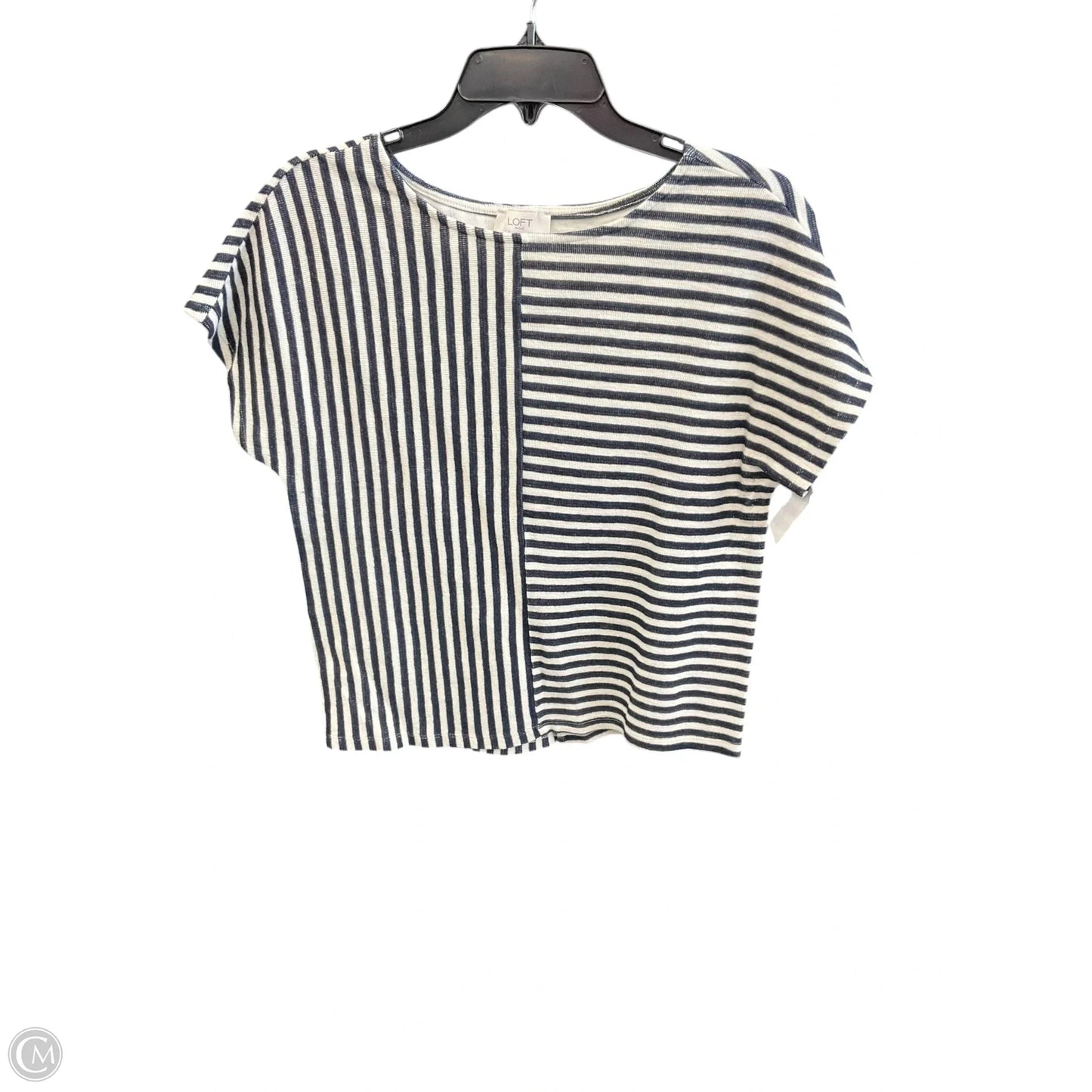 Top Short Sleeve By Loft In Striped Pattern, Size: L