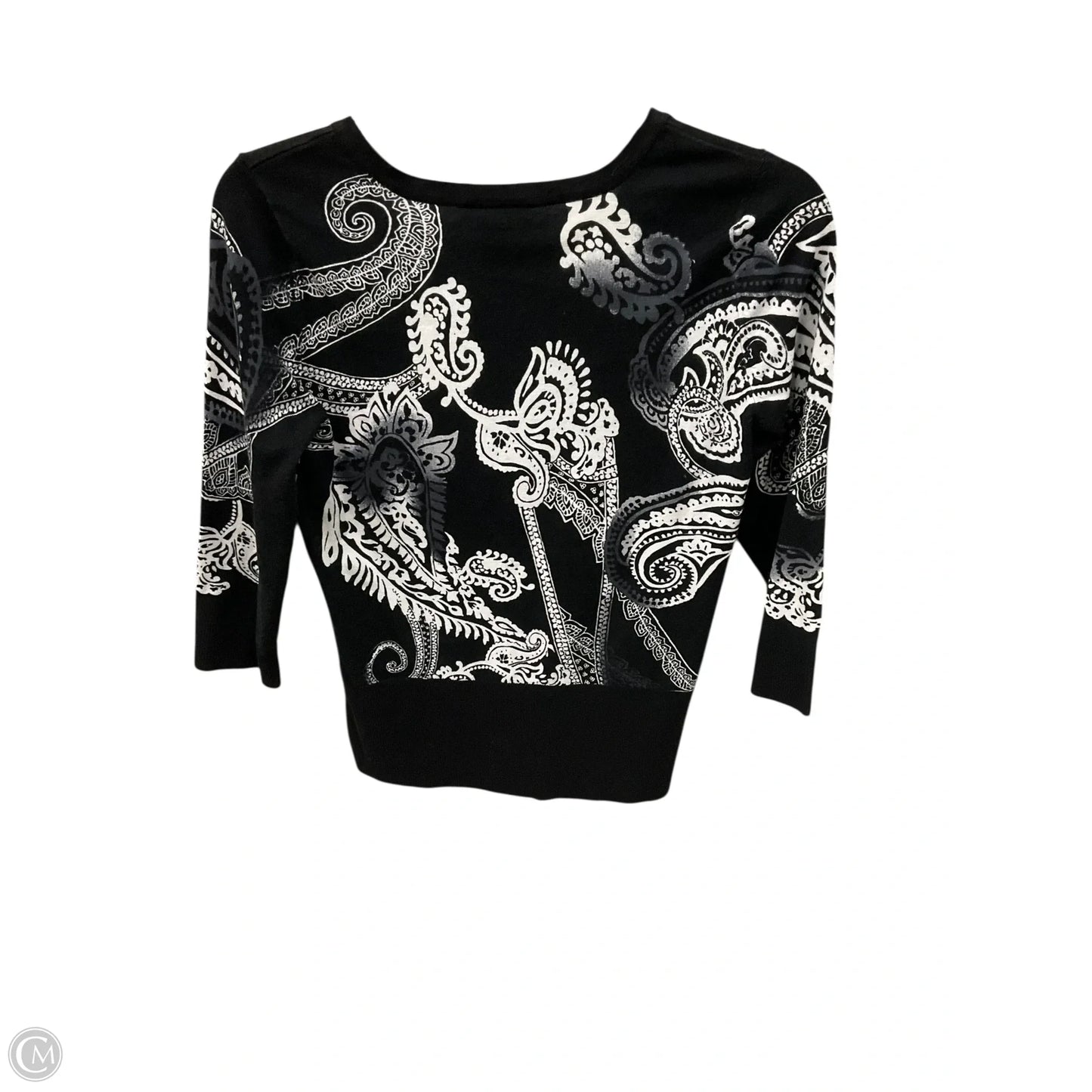 Top 3/4 Sleeve By White House Black Market In Black & White, Size: M