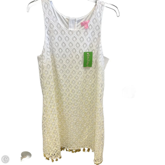 Dress Designer By Lilly Pulitzer In White & Yellow, Size: L