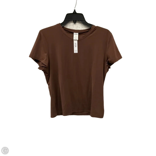 Top Short Sleeve Basic By Pink In Brown, Size: Xxl