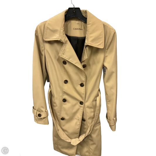 Coat Trench Coat By Calvin Klein In Tan, Size: S
