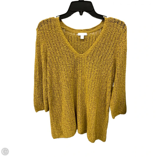 Top 3/4 Sleeve Basic By J. Jill In Yellow, Size: L