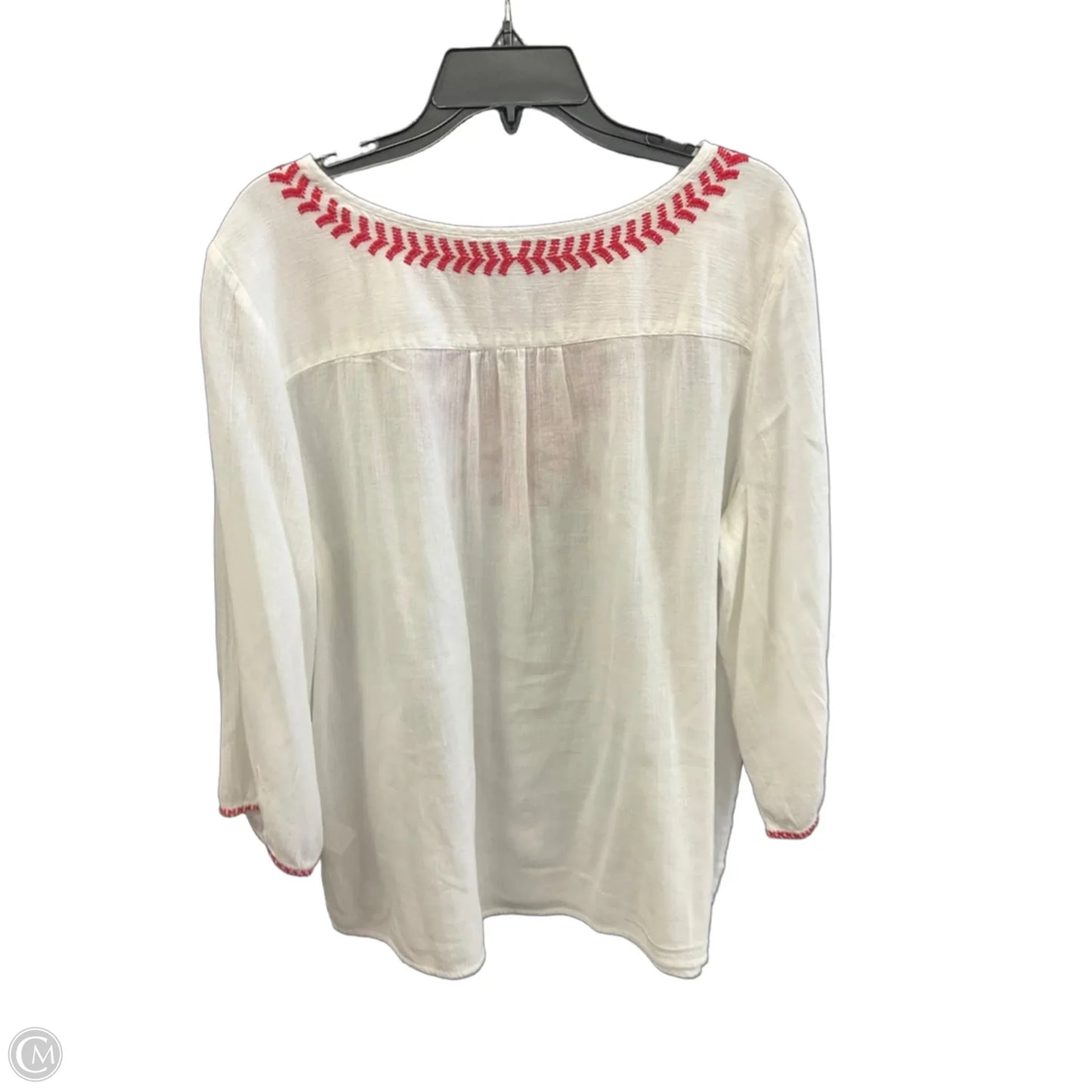 Top 3/4 Sleeve By Talbots In Red & White, Size: Xl