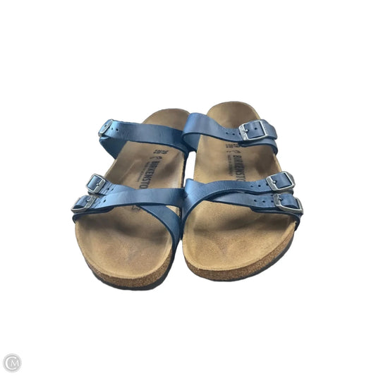 Sandals Flats By Birkenstock In Blue & Tan, Size: 8.5