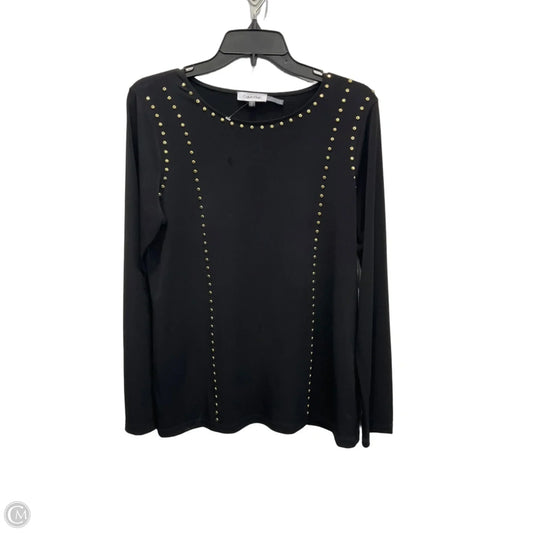 Top Long Sleeve By Calvin Klein In Black, Size: M