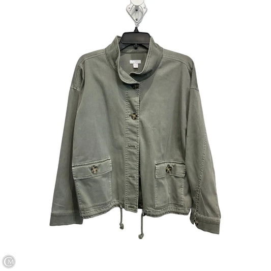 Jacket Denim By J. Jill In Green Denim, Size: Lp