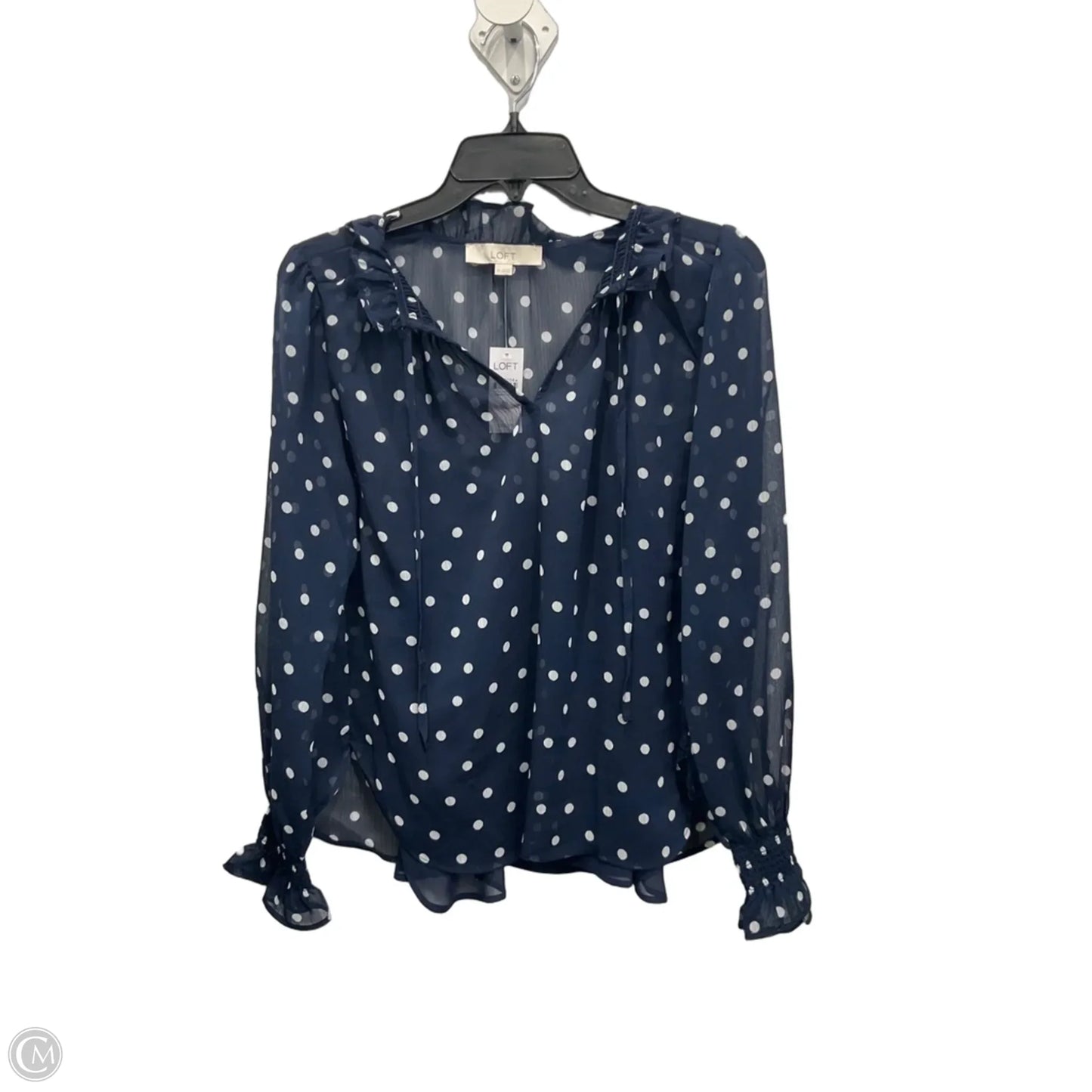 Top Long Sleeve By Loft In Blue & White, Size: Xs