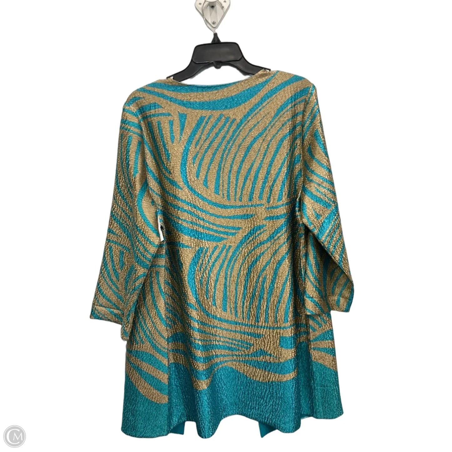 Cardigan By Chicos In Blue & Gold, Size: L