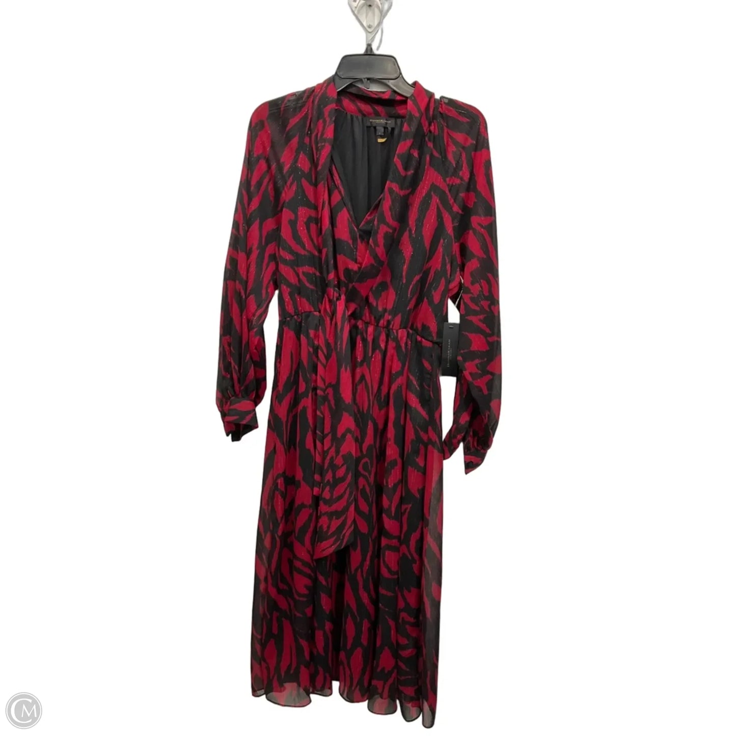 Dress Party Midi By Donna Karan In Black & Red, Size: M