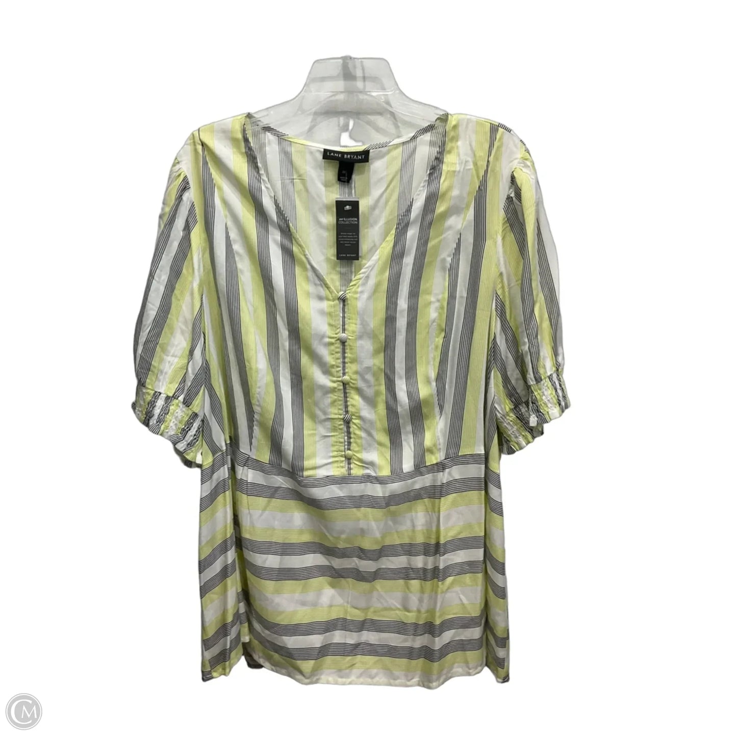 Top Short Sleeve By Lane Bryant In Grey & Yellow, Size: 2x