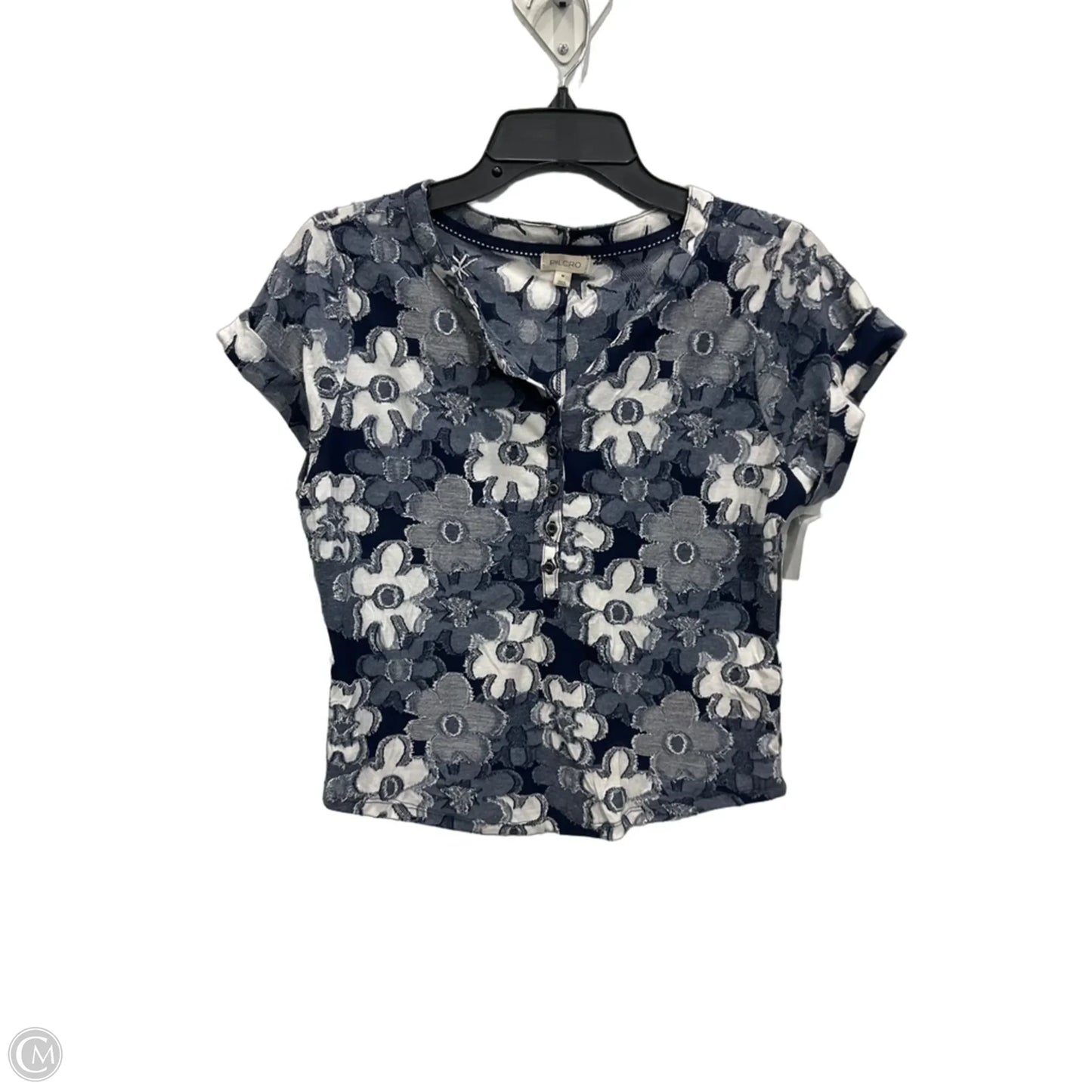 Top Short Sleeve By Pilcro In Blue & White, Size: M
