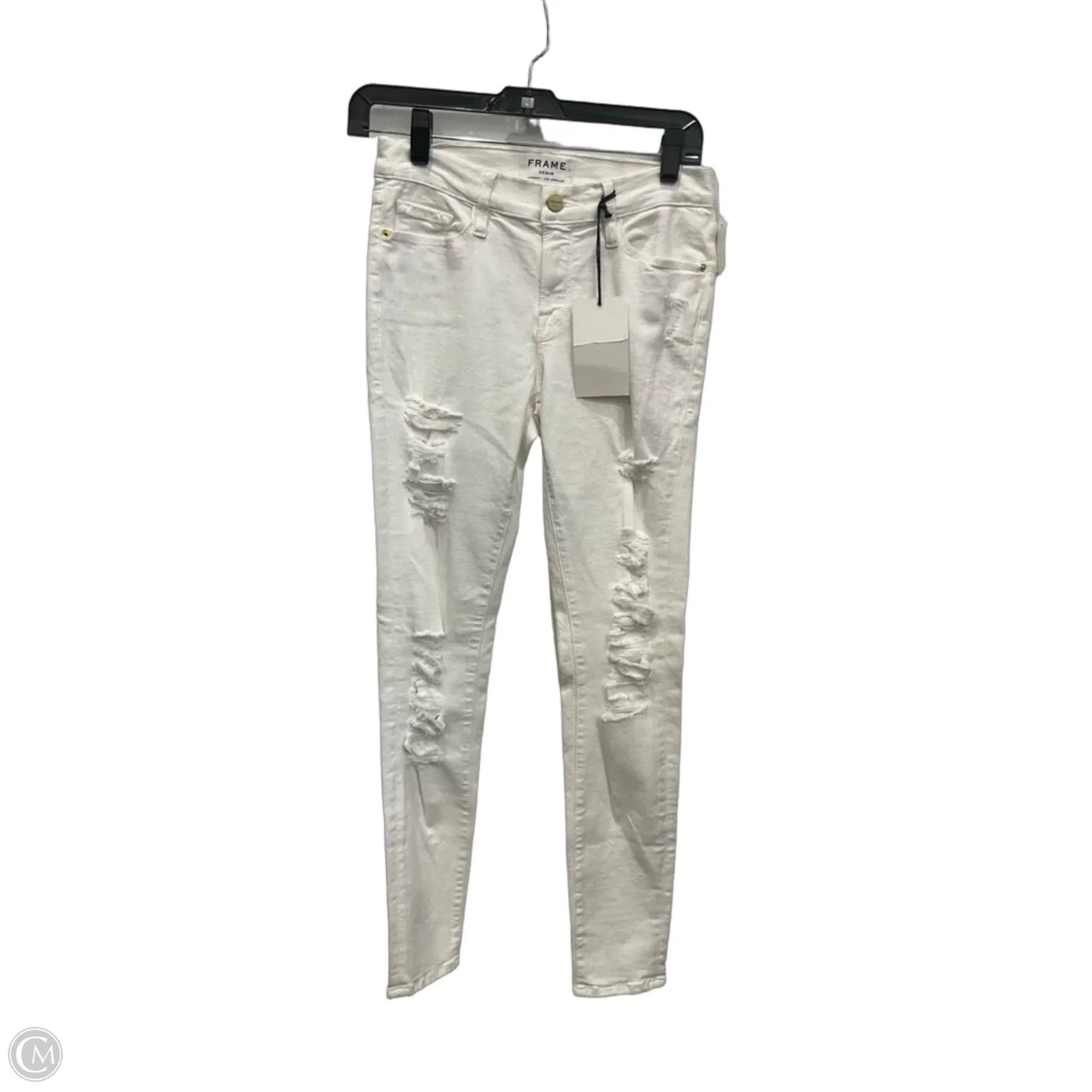 Jeans Skinny By Frame In White Denim, Size: 6