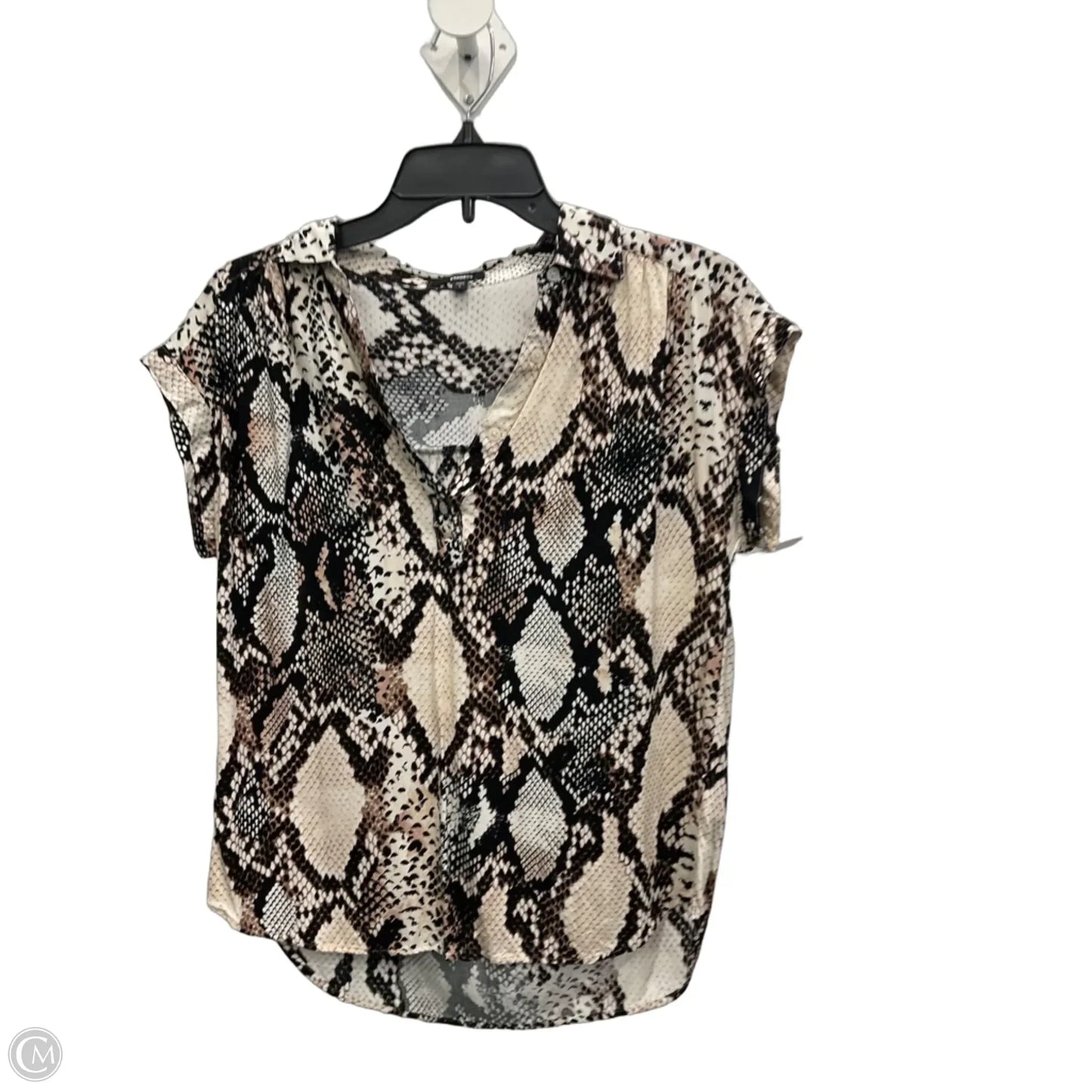 Top Short Sleeve By Express In Snakeskin Print, Size: S