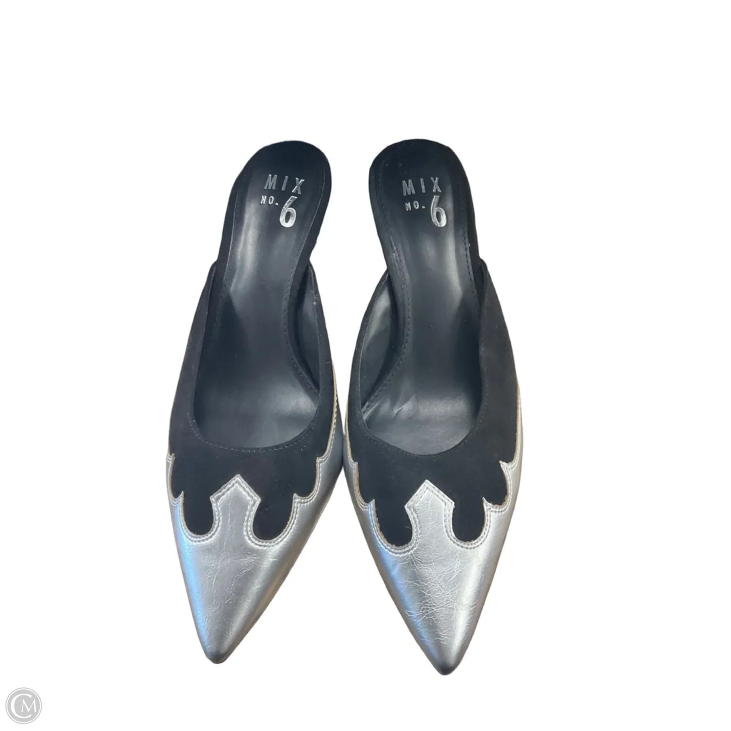 Shoes Heels Kitten By Mix No 6 In Black & Silver, Size: 8