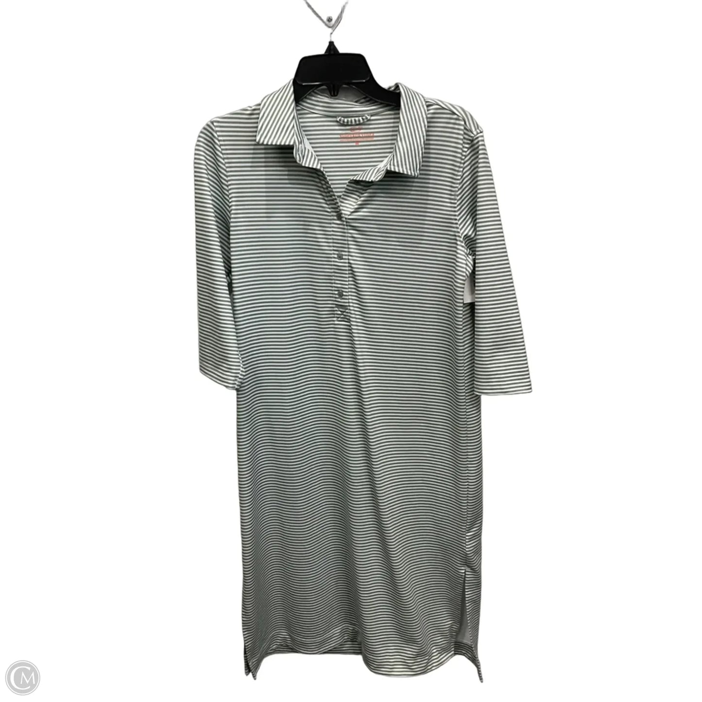 Dress Casual Midi By Vineyard Vines In Green & White, Size: M