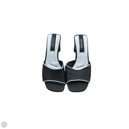 Sandals Heels Block By Franco Sarto In Black & White, Size: 7