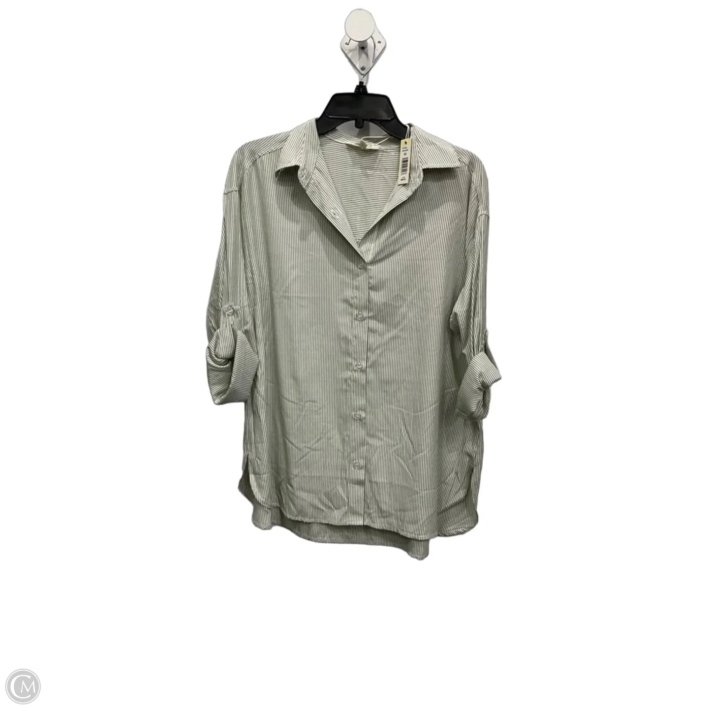Blouse 3/4 Sleeve By Max Studio In Green & White, Size: Xs