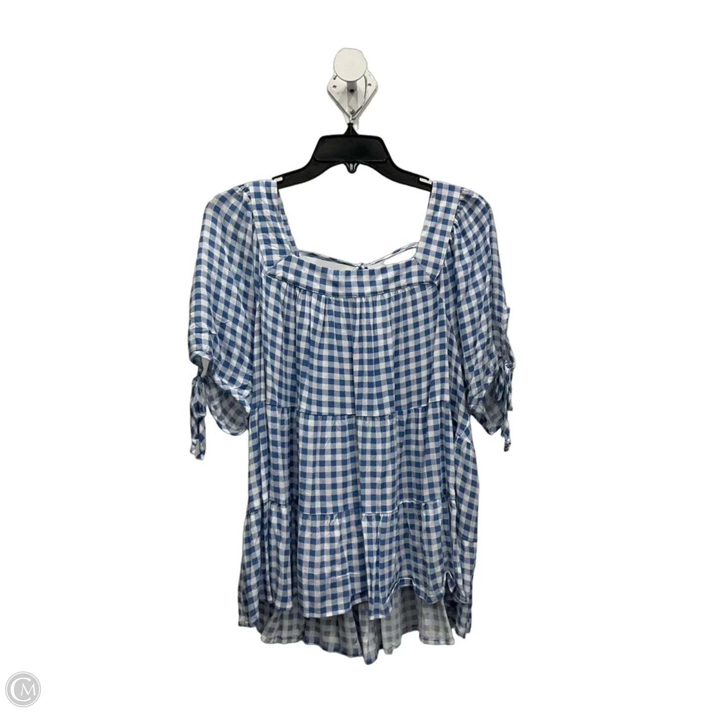Top Short Sleeve By Maurices In Blue & White, Size: Xl