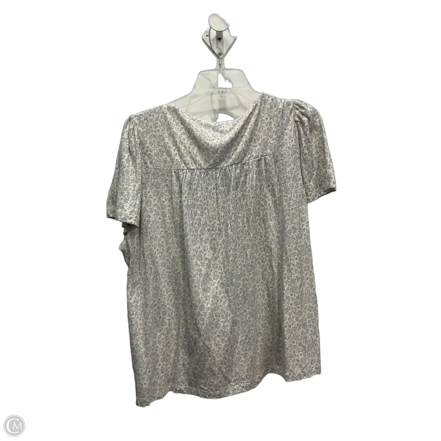 Top Short Sleeve By Lucky Brand In Blue & Cream, Size: L