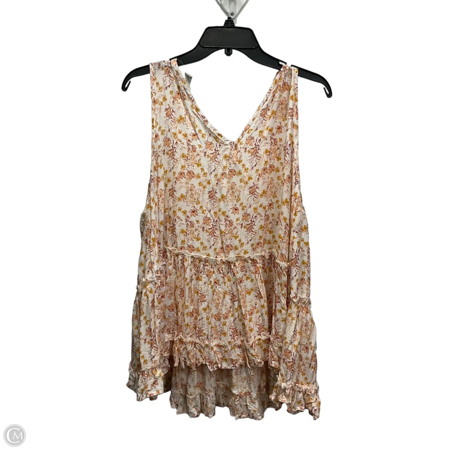 Top Sleeveless By Cato In Orange & White, Size: Xl