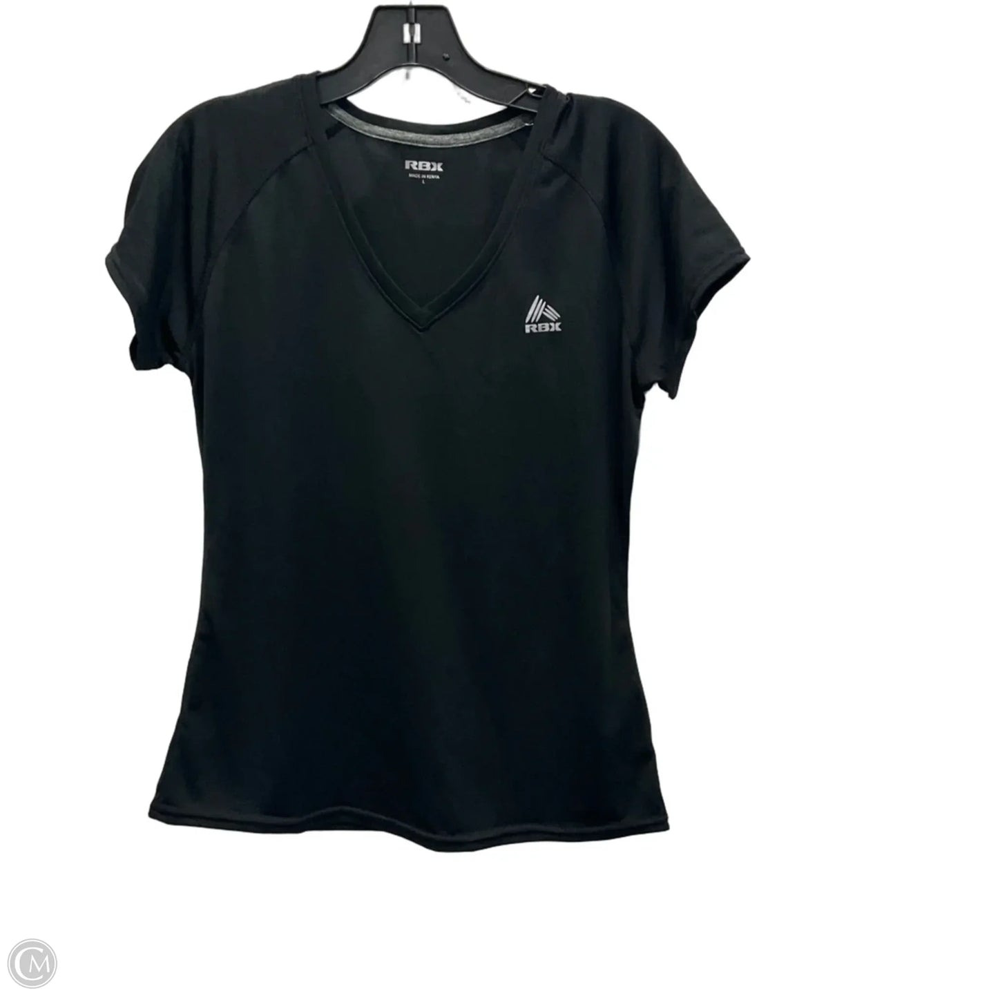 Athletic Top Short Sleeve By Rbx In Black & Grey, Size: L
