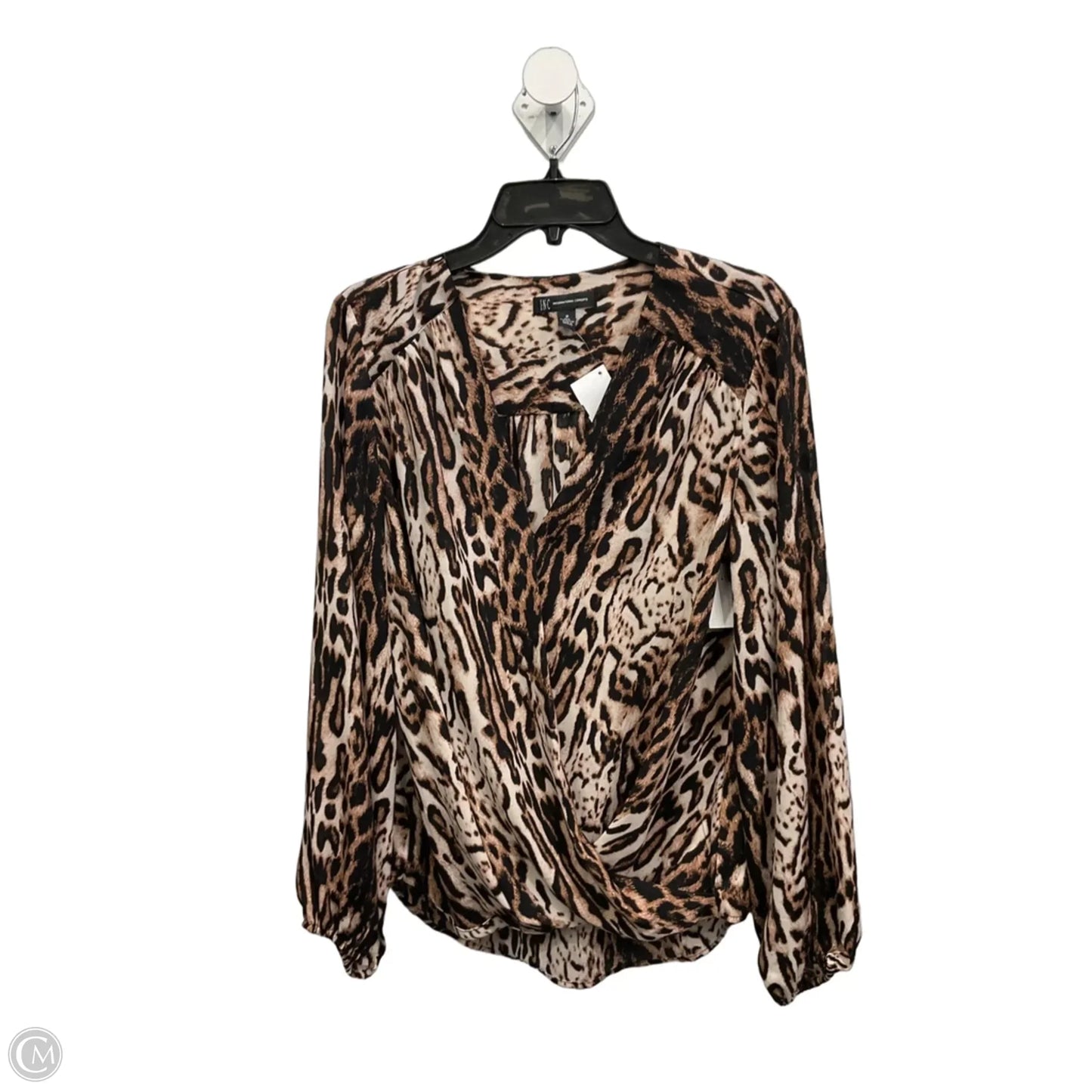 Top Long Sleeve By International Concepts In Animal Print, Size: M